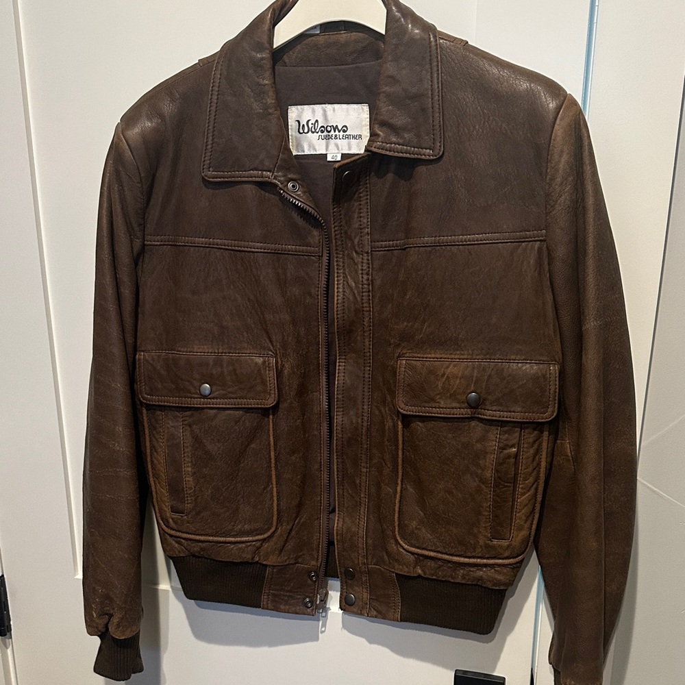 Wilson Men's Brown Leather Bomber Jacket